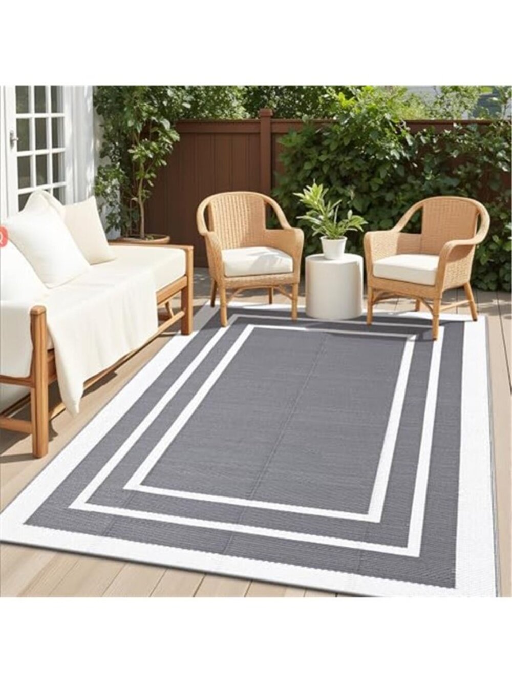 Outdoor Rug 5x8 ft Waterproof, Reversible Outdoor Plastic Straw Rug, RV Mat